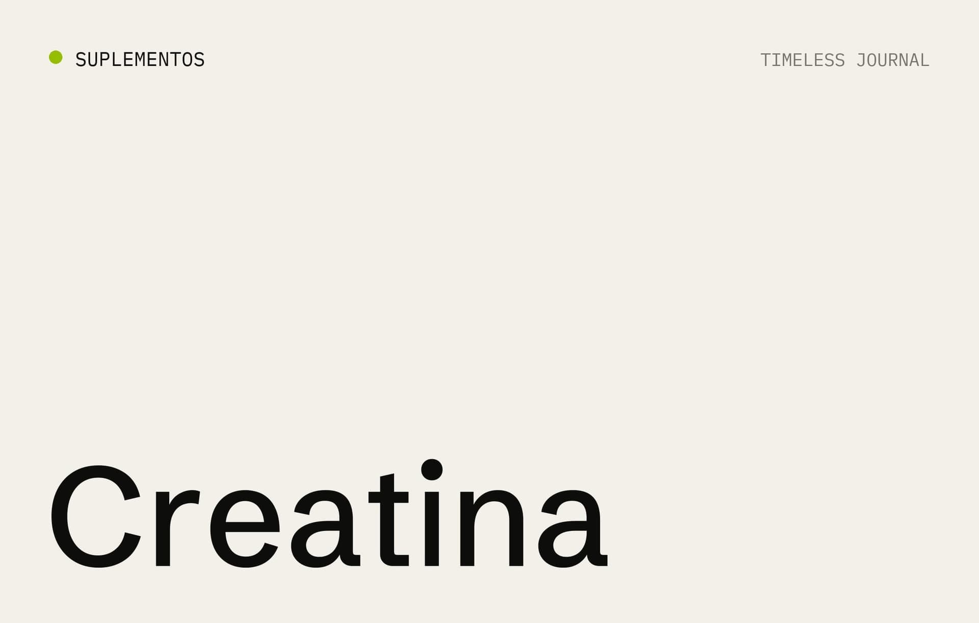 Creatina escrito en letras negras sobre fondo crema