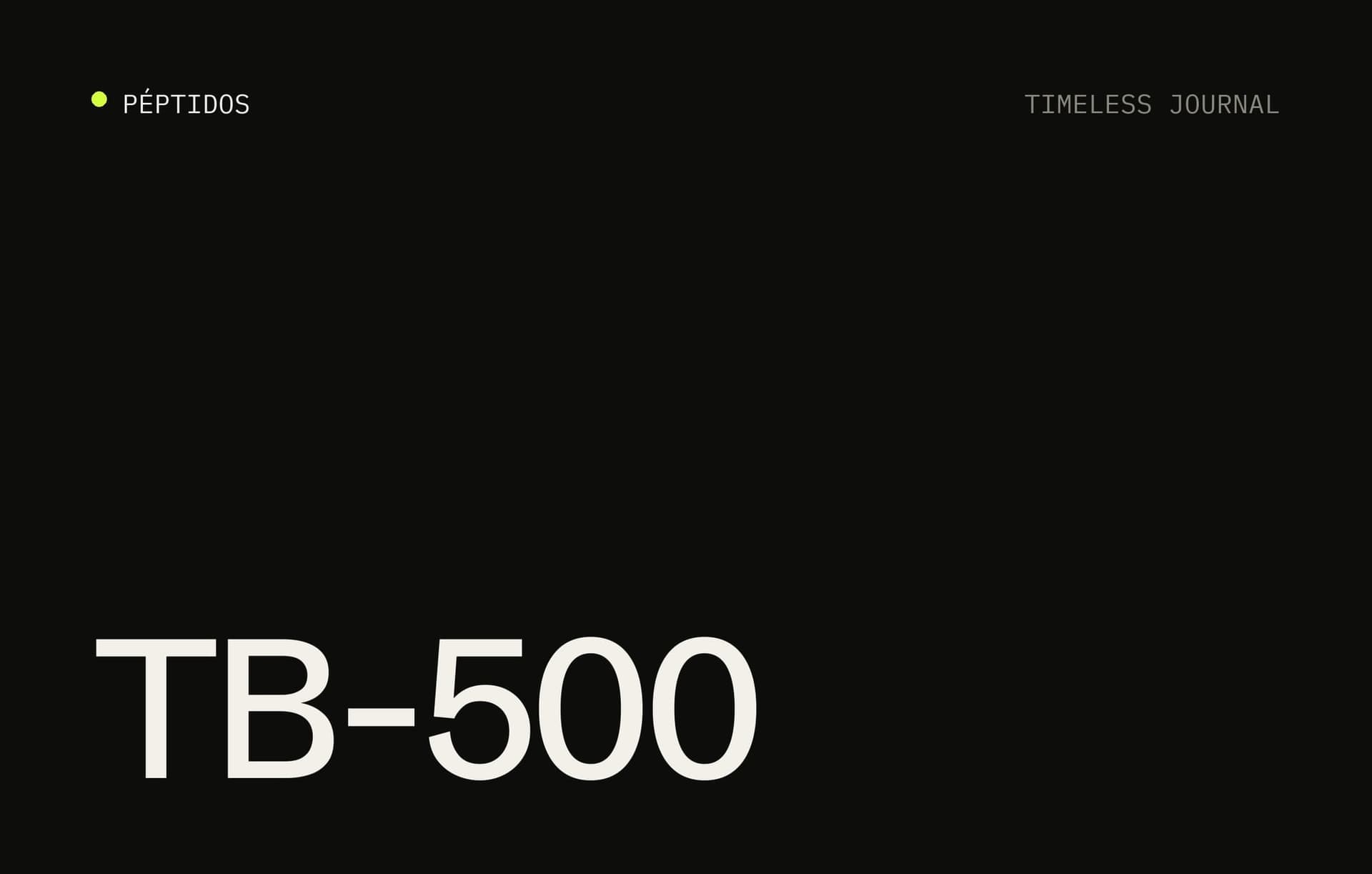 TB-500 escrito en letras blancas sobre fondo negro